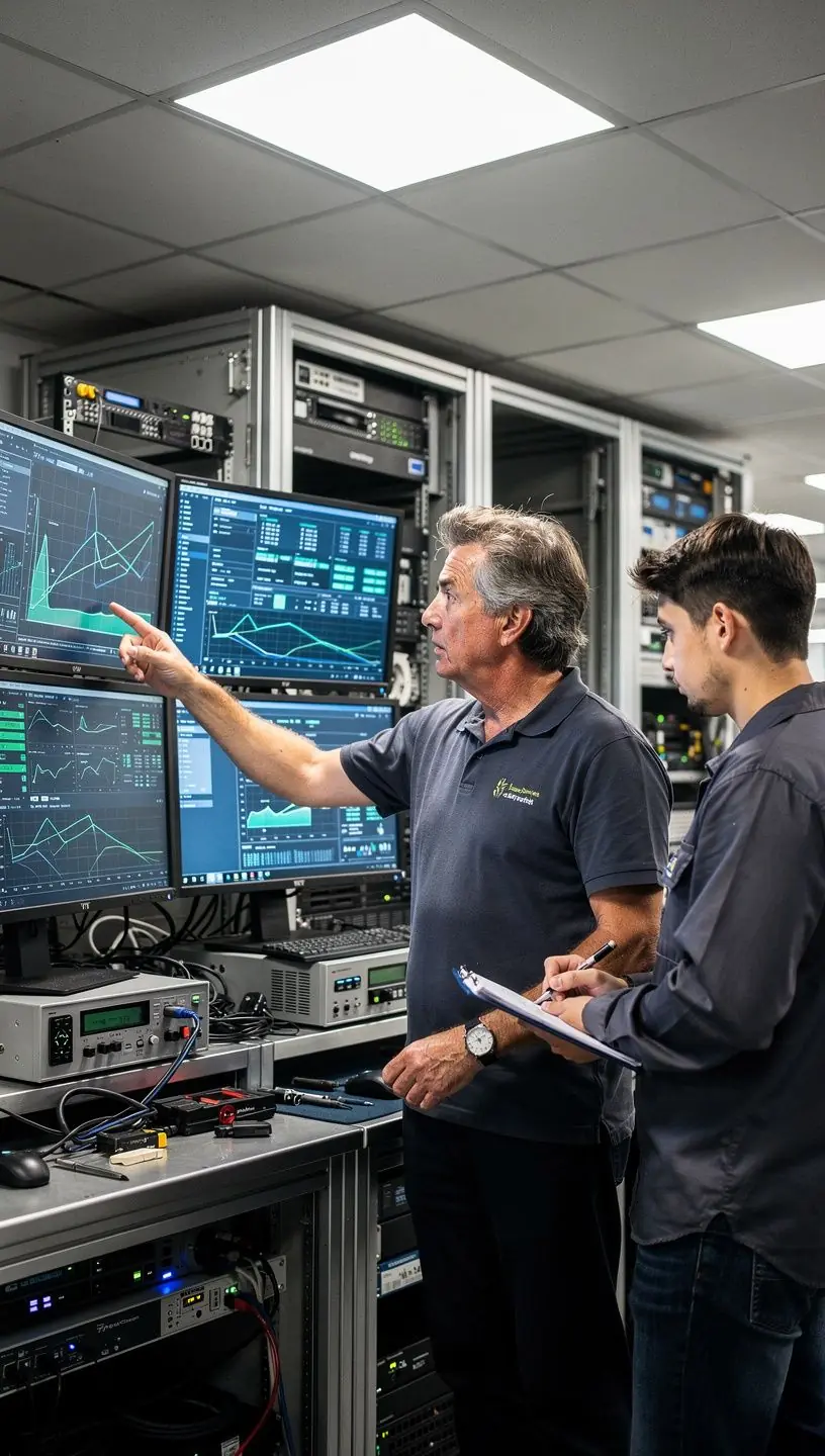 Detailaufnahme eines Diagnosegeräts, das präzise elektronische Systeme eines Fahrzeugs überprüft